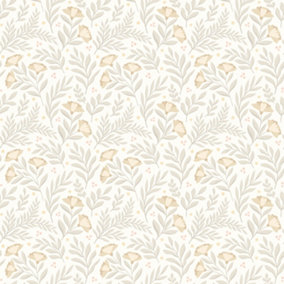 Hoopla Walls Petite Posy Stone & Linen Smooth Matt Wallpaper