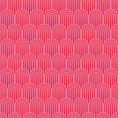 Hoopla Walls Retro Arch Bright Pink 10m Wallpaper Matt Smooth