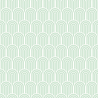 Hoopla Walls Retro Arch Mint Green 10m Wallpaper Matt Smooth | DIY at B&Q