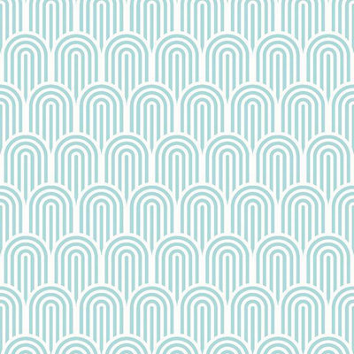 Hoopla Walls Retro Arch Teal Blue 10m Wallpaper Matt Smooth