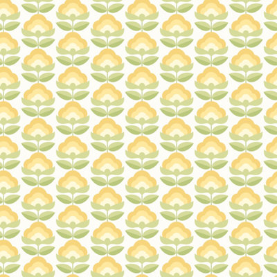 Hoopla Walls Retro Flower Sunshine Smooth Matt Wallpaper