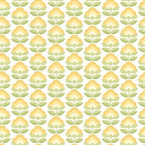 Hoopla Walls Retro Flower Sunshine Smooth Matt Wallpaper