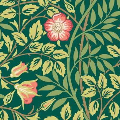 Hoopla Walls Rosehip Trail Forest Green Smooth Matt Wallpaper