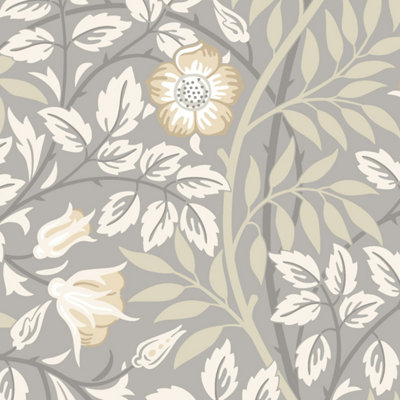 Hoopla Walls Rosehip Trail Grey Stone Smooth Matt Wallpaper