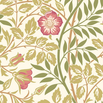 Hoopla Walls Rosehip Trail Rose Pink Smooth Matt Wallpaper