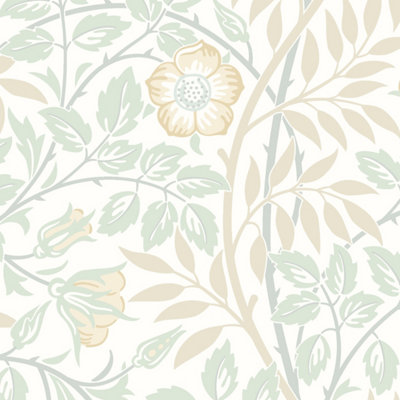 Hoopla Walls Rosehip Trail Soft Mint Smooth Matt Wallpaper