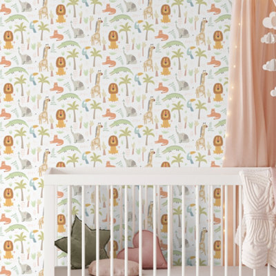 Hoopla Walls Safari Boogie Honey Mallow 10m Wallpaper