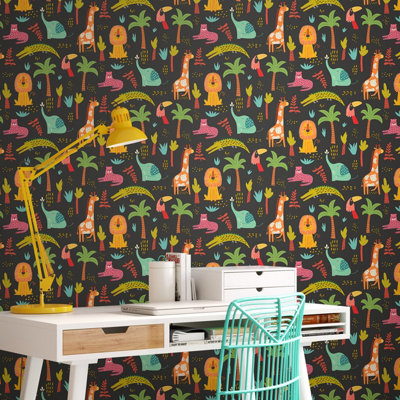 Hoopla Walls Safari Boogie Rouge Twist 10m Wallpaper