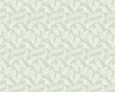 Hoopla Walls Sage Green Feathers Smooth Matt Wallpaper