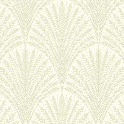 Hoopla Walls Sage Green Leaf Fan Smooth Matt Wallpaper