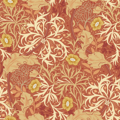 Hoopla Walls Seaweed Garden Amber Smooth Matt Wallpaper