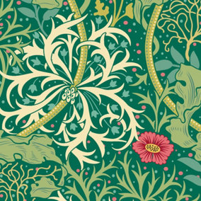 Hoopla Walls Seaweed Garden Emerald Smooth Matt Wallpaper