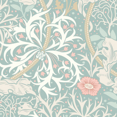 Hoopla Walls Seaweed Garden Seafoam Smooth Matt Wallpaper