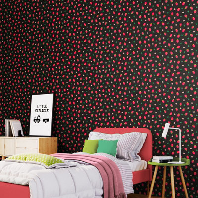 Hoopla Walls Strawberry Sprinkles Liquorice 10m Wallpaper