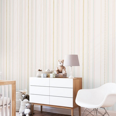 Hoopla Walls Stripey Dolly Mixtures 10m Wallpaper