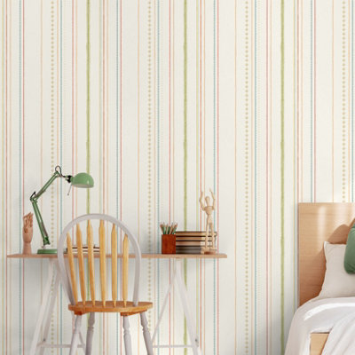 Hoopla Walls Stripey Ginger Mix 10m Wallpaper