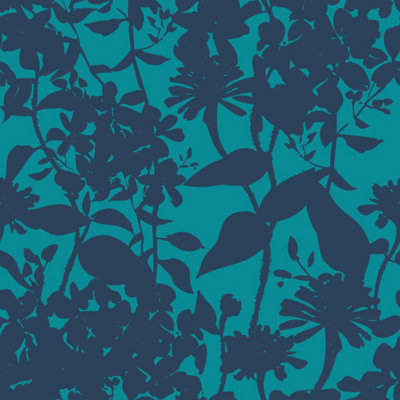 Hoopla Walls Summer Silhouette Ink & Teal Smooth Matt Wallpaper