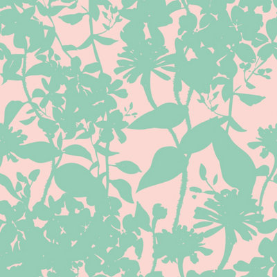 Hoopla Walls Summer Silhouette Jade & Blossom Smooth Matt Wallpaper