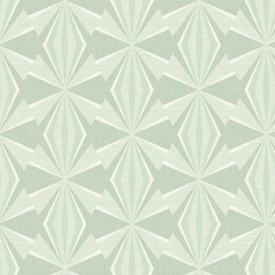 Hoopla Walls Sunray Diamond Mint Green 10m Wallpaper Matt Smooth