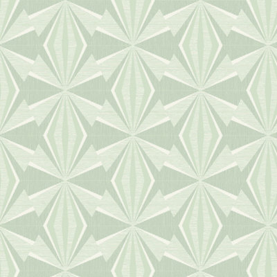 Hoopla Walls Sunray Diamond Mint Green 10m Wallpaper Matt Smooth