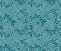 Hoopla Walls Teal Blue Paisley Smooth Matt Wallpaper