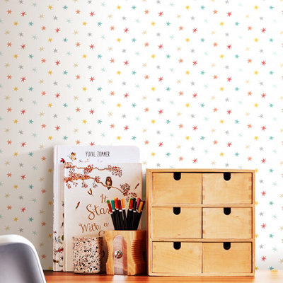 Hoopla Walls Twinkle Stars Ginger & Denim 10m Wallpaper