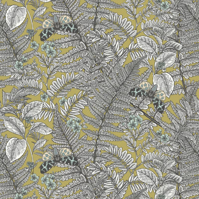 Hoopla Walls Wild Ferns Olive Smooth Matt Wallpaper