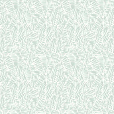 Hoopla Walls Zebra Leaf - Duck Egg Blue 10m Wallpaper