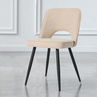 Hope Dining Chair Upholstered in Boucle Fabric - Cream | DIY at B&Q