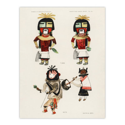 Hopi Kachinas Hopi Native Vintage Wall Art Poster Print 12X16