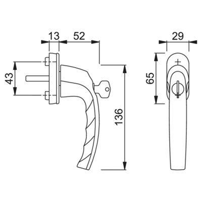 HOPPE Atlanta Aluminium Lockable Aluminium Lockable Tilt and Turn Window Handle - 38mm spindle - 3