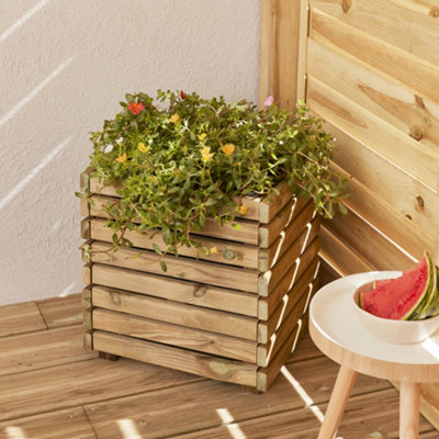 Horizon Outdoor Square Wooden Planter Tall 40cm