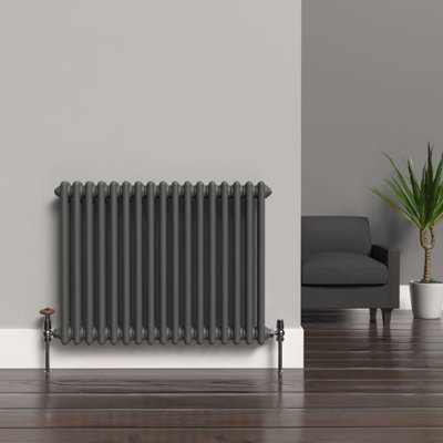 Horizontal 2 Column Radiator - Anthracite Grey - 600 mm x 785 mm