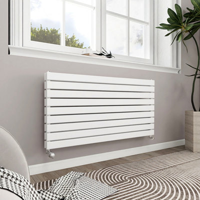 Horizontal 612x1200mm White Radiator Flat Double Panel Designer Central ...
