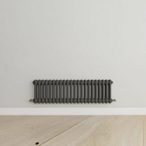 Horizontal Anthracite Double Column Radiator (H) 300mm x (W) 1010mm.