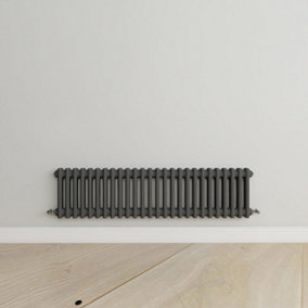 Horizontal Anthracite Double Column Radiator (H) 300mm x (W) 1190mm.