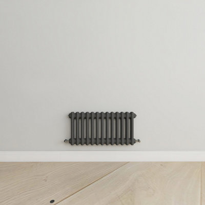 Horizontal Anthracite Double Column Radiator (H) 300mm x (W) 605mm.
