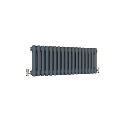 Horizontal Anthracite Double Column Radiator (H) 300mm x (W) 830mm, 1895 BTU.