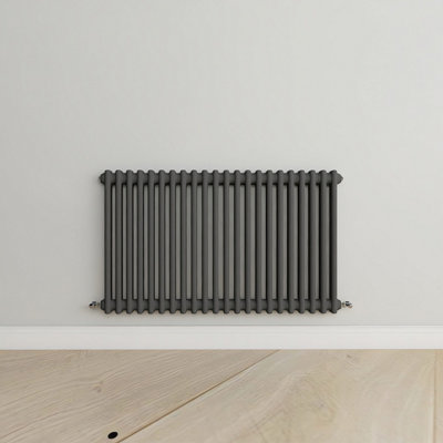 Horizontal Anthracite Double Column Radiator (H) 600mm x (W) 1010mm.
