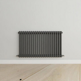 Horizontal Anthracite Double Column Radiator (H) 600mm x (W) 1010mm.