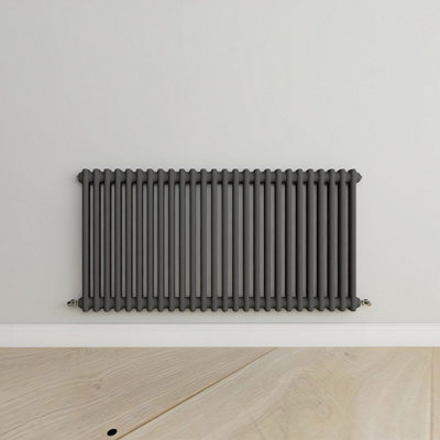 Horizontal Anthracite Double Column Radiator (H) 600mm x (W) 1190mm.