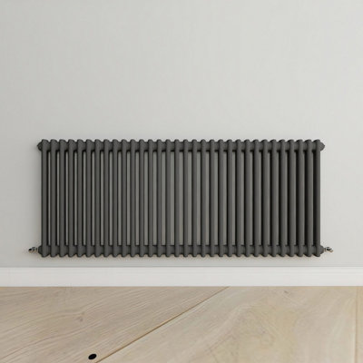 Horizontal Anthracite Double Column Radiator (H) 600mm x (W) 1460mm.
