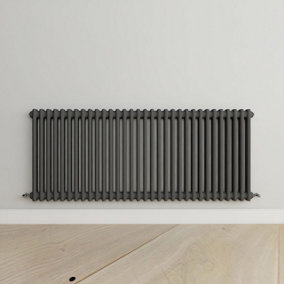 Horizontal Anthracite Double Column Radiator (H) 600mm x (W) 1460mm.
