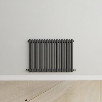 Horizontal Anthracite Double Column Radiator (H) 600mm x (W) 830mm.