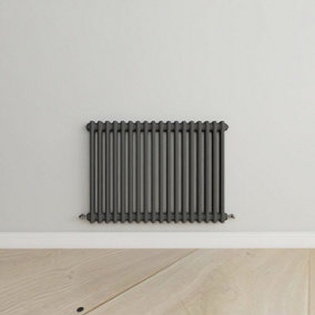 Horizontal Anthracite Double Column Radiator (H) 600mm x (W) 830mm.