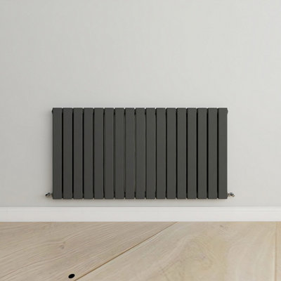 Horizontal Anthracite Double Flat Panel Radiator (H) 600 mm x (W) 1156 mm.