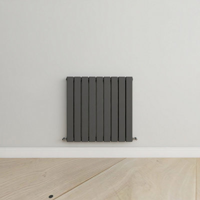 Horizontal Anthracite Double Flat Panel Radiator (H) 600 mm x (W) 612 ...