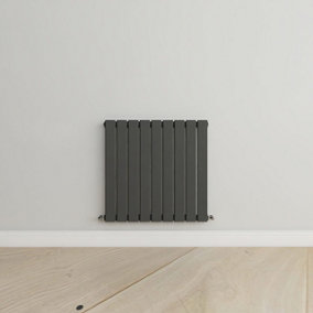 Horizontal Anthracite Single Flat Panel Radiator (H) 600 mm x (W) 612 mm.