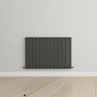 Horizontal Anthracite Single Flat Panel Radiator (H) 600 mm x (W) 884 mm.