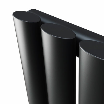Horizontal Anthracite Single Oval Panel Radiator (H)600mm x (W)1180mm.
